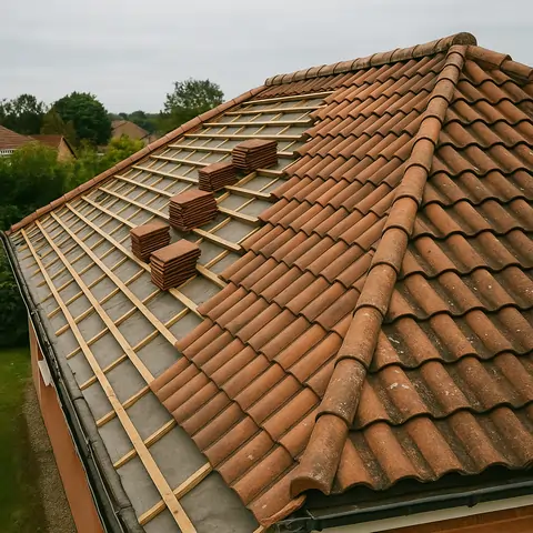 Remaniement partiel de tuiles canal sur maison ancienne à Toulouse