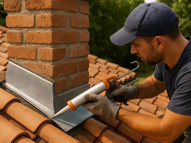 Pose de bavette d'étanchéité aluminium sur solin